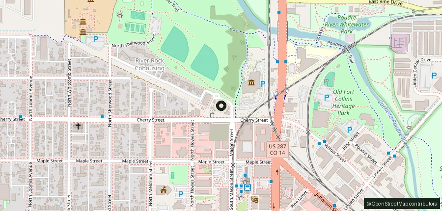 Map showing 405 Mason Court in Fort Collins